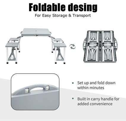 Portable Foldable Camping Picnic Table with Seats Chairs image 1
