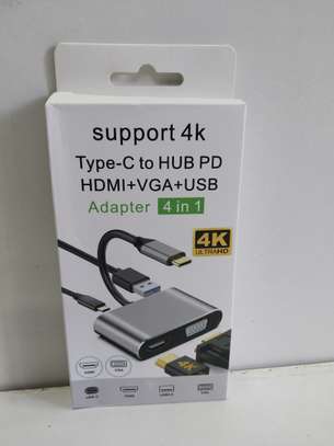 4-in-1 USB-C To 4K HDMI, VGA, USB 3.0, PD Adapter Hub image 2