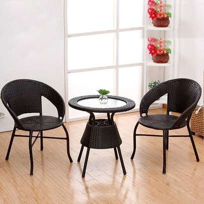 Chic Indoor Outdoor Rattan Set with Cushioned Comfort image 1