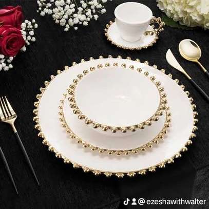 The 30pcs Nordic classy dinner set with gold rim. image 3