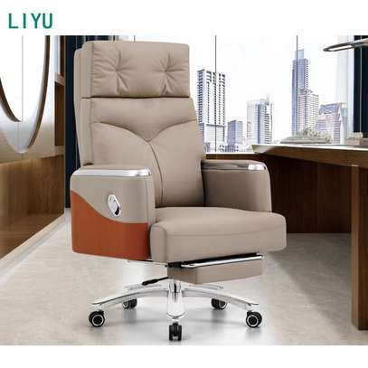 Office Chair: Director Boss Leather Pillow Ergonomic Chair image 2