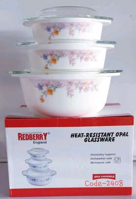 Redberry 3pcs glass casserole set image 1