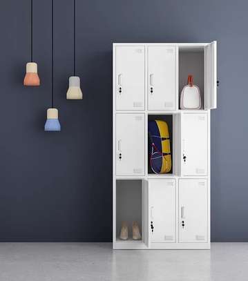 White Steel With Nine Doors Storage Cabinet image 5