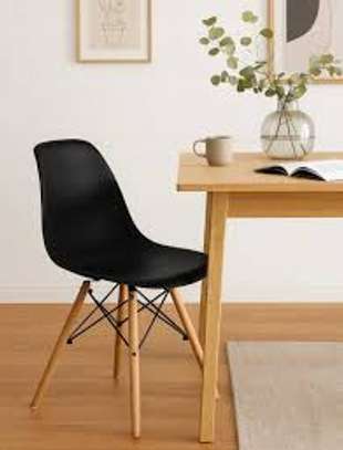 Plastic Wooden Base Armless Home Dining Chair image 9