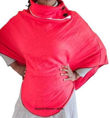 Ladies warm, cozy red stylish and classic Red poncho image 3