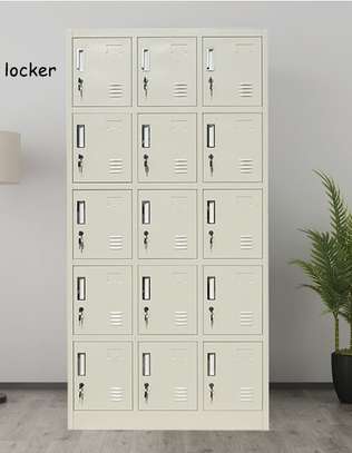 White  Steel File Cabinet With  15 Drawers image 1