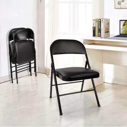 Easy-Carry Foldable Office Chair in Sleek Black image 1