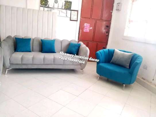 3,2,1 MODERN SOFA IN GREY AND BLUE image 2