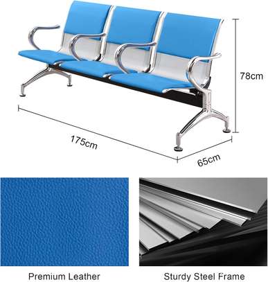 Waiting benches: 3-seater blue waiting benches with cushions image 2