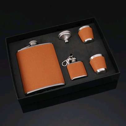2 Portable hip flask set with 2 tot glasses and funnel image 1
