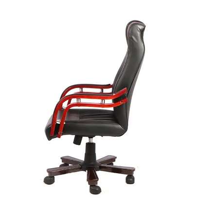 Office Chair: Leather Office Seat With Mahogany Armrest image 3