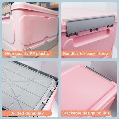 Foldable storage box home organizer with lid - Pink image 6