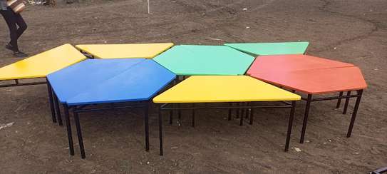 Trapezium (hexagon ) Tables for kindergarten schools image 3