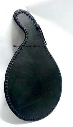 African Leather Mirror with maasai shuka image 3