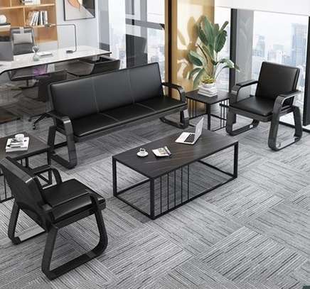 Black Fabric 5 Seaters Sofas For Reception image 6
