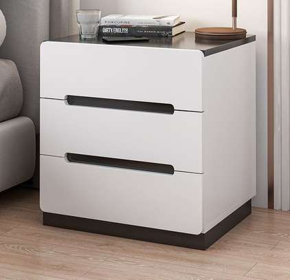 White Wooden Nordic Style Side Bedroom Cabinet image 4