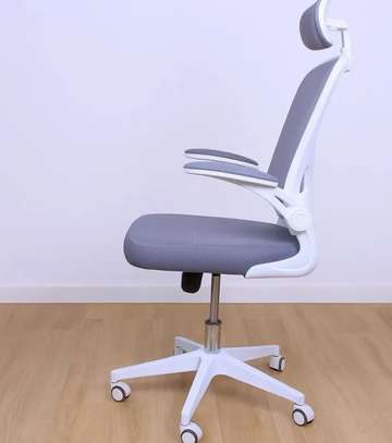 Office Chair: Grey Swivel Ergonomic Modern Seat image 2