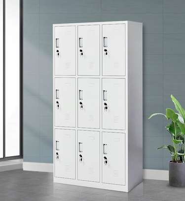White Steel With Nine Doors Storage Cabinet image 2