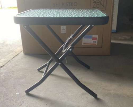 Black Metal Folding Glass Dinning Table image 6