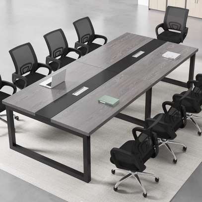 Grey Rectangular Large  Conference  Table image 2