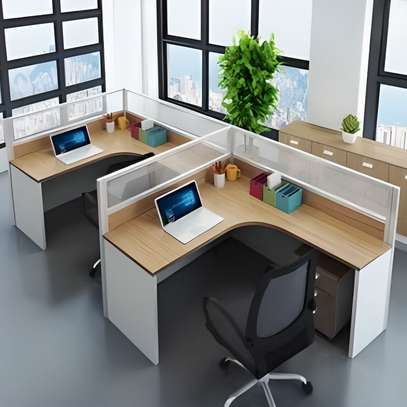 Workstations: 4-User Modern Modular Workplace Set up image 3