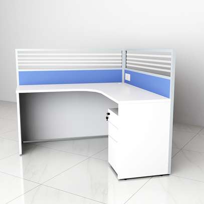 Office Desk: Office Cubicles With Glass Panels & Drawer image 2