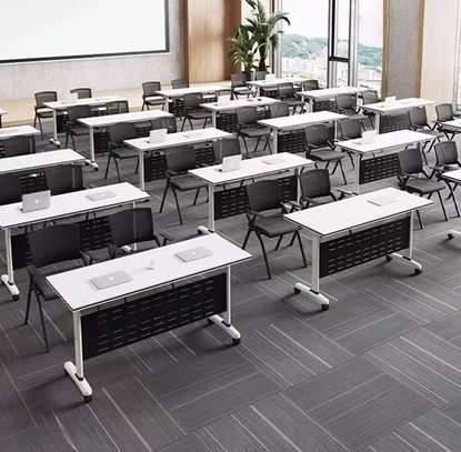 Foldable Meeting Table Set – Mobile Modular Wood Desk image 2