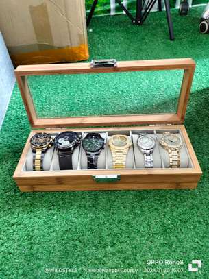 6 slots wooden watch organizer image 2