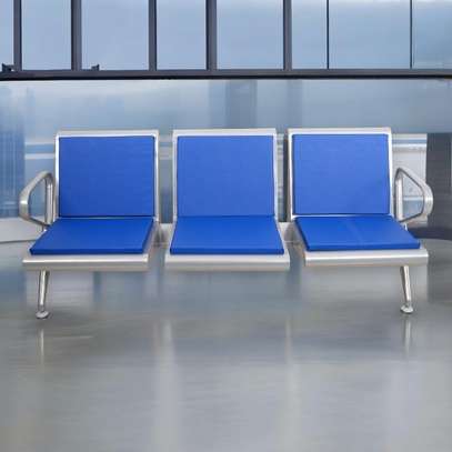 Blue PU Leather Airport Reception Waiting Chair image 6