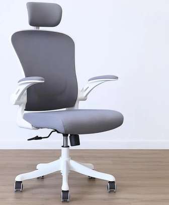 Office Chair: Grey Swivel Ergonomic Modern Seat image 1