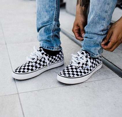 Black and white checkered tie vans sale