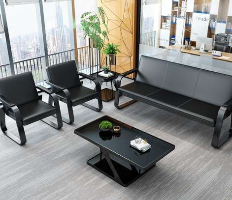 Black Fabric 5 Seaters Sofas For Reception image 7