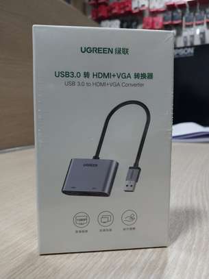 Ugreen USB 3.0 Male to HDMI and VGA Female Adapter, Grey image 2