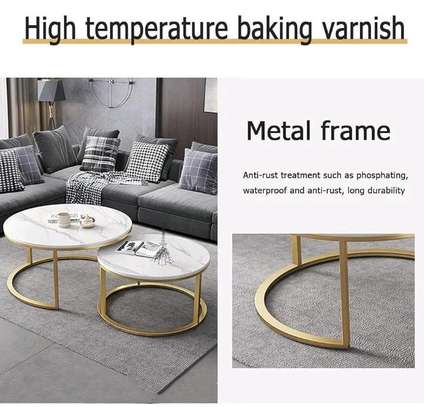 Pure Marble Nesting tables on Gold Metallic frame image 4