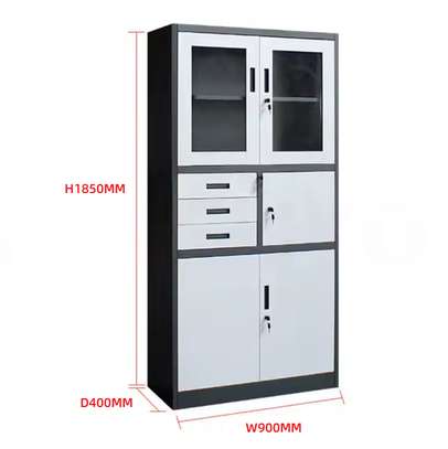 2‑Door Steel Glass Display Lockable Office Cabinet image 6