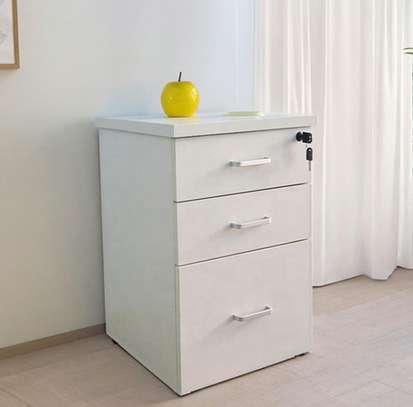 Solid Wood Mobile Desk Cabinet with 3 Drawers and Lock image 6