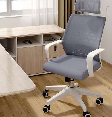 Office Chair: Upholstered Gray Swivel Office Chair image 1