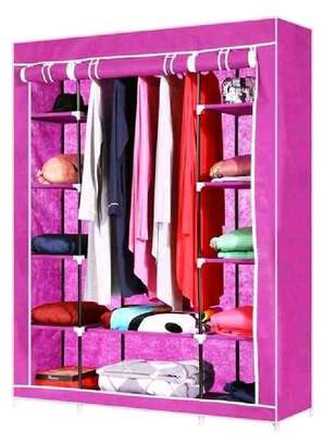 Pink Wooden Portable Wardrobe image 1