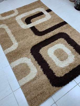beige Turkish shaggy Rasta carpet 5 by 8 image 1