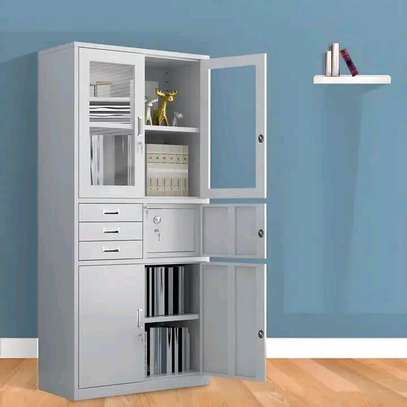 Metallic file Cabinet with safe image 1