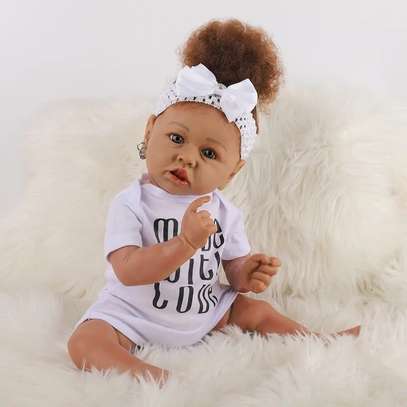 22 Inch Cute African Silicone Reborn Baby Doll image 6