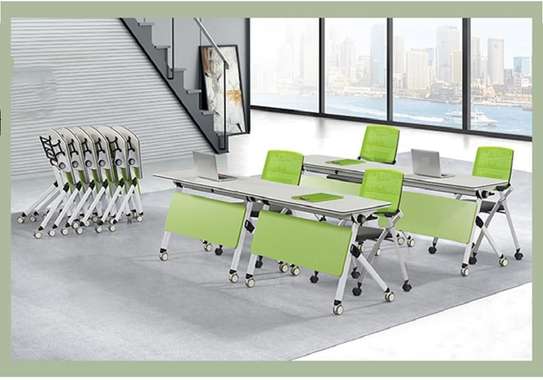 Folding Table: Pull-out Desk With Privacy Flaps, White image 9