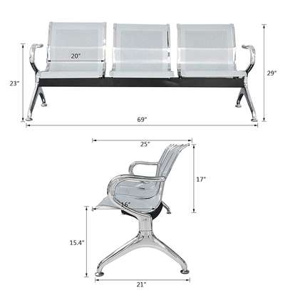 Phoenix 3-Seater Steel Airport Bench image 4