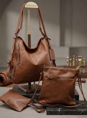 ROSEMANDY Dark Brown Leather Bag Set with Wallet image 6