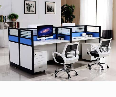 OFFICE DESK: 6 Way Blue Office Workstation image 6