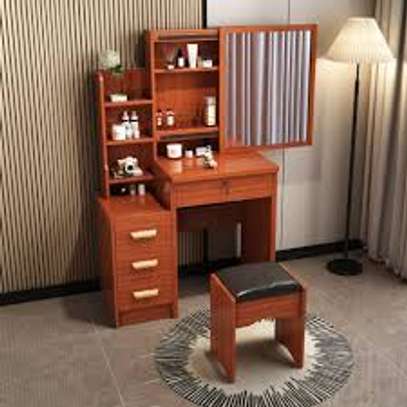 Brown Modern Dressing Table with LED Lighted Mirror image 5