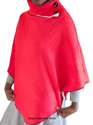 Ladies warm, cozy red stylish and classic Red poncho image 2