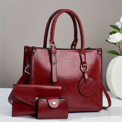 Queen leather 3 in 1 handbag set image 2