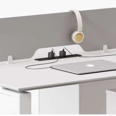 Office Desk; Modern White Divided Office Workstation image 2