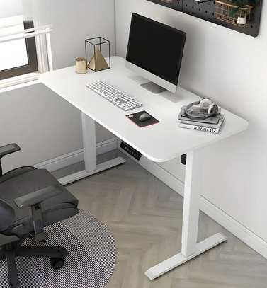 Office Table; White Adjustable Electric Office Table image 4